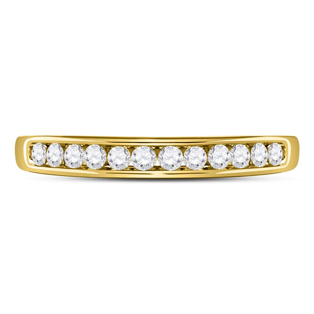 14kt Yellow Gold Womens Round Diamond Wedding Channel Set Band 1/4 Cttw Size 8