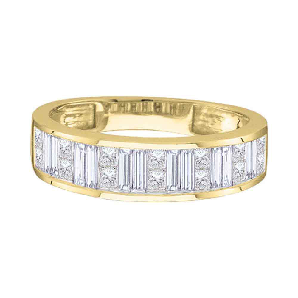 14kt Yellow Gold Womens Princess Baguette Diamond Wedding Band 1/4 Cttw - Size 5