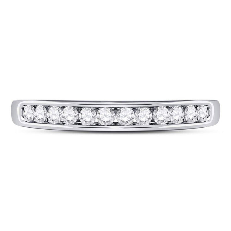 14kt White Gold Womens Round Diamond Wedding Channel Set Band 1/4 Cttw Size 8