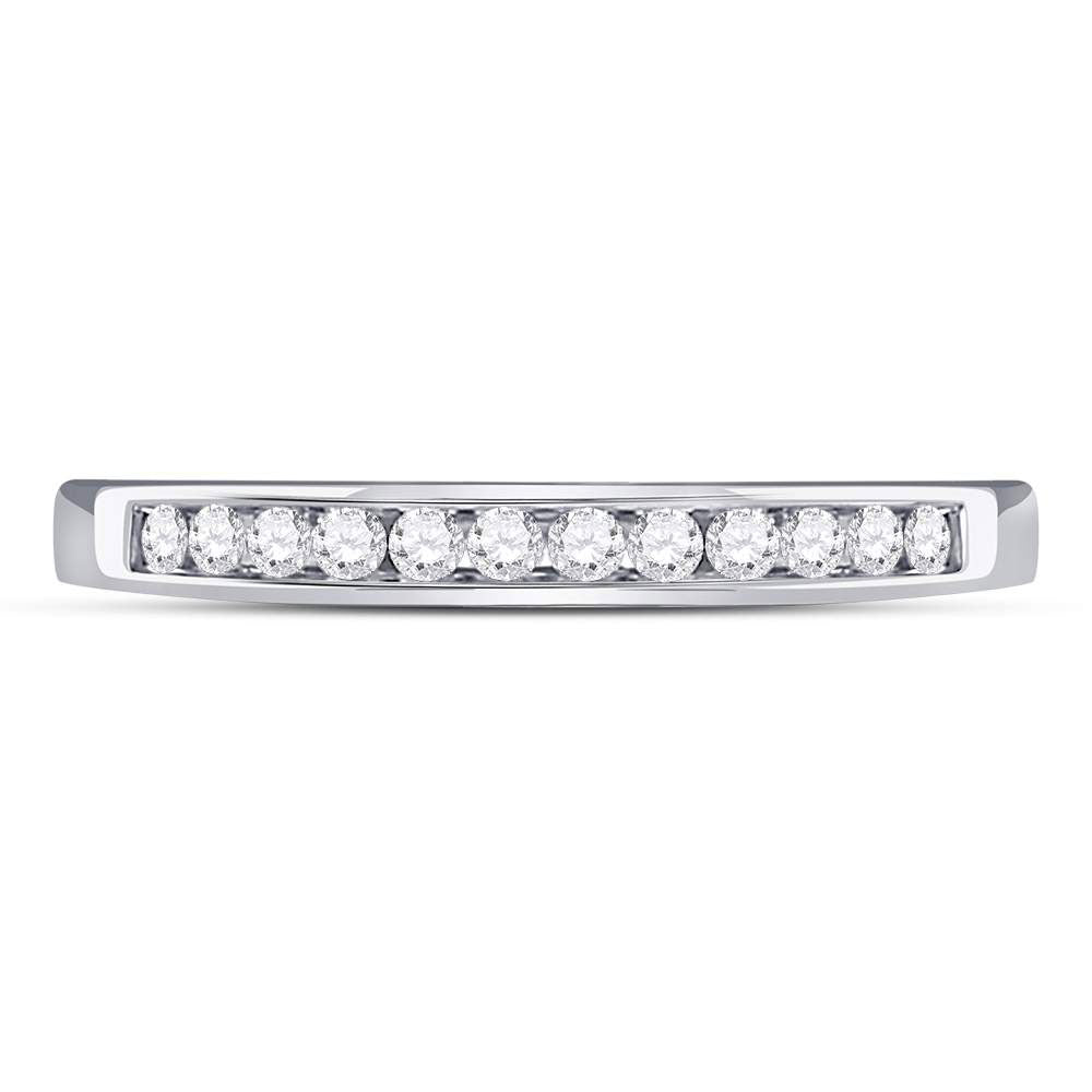 14kt White Gold Womens Round Diamond Wedding Channel Set Band 1/4 Cttw Size 9