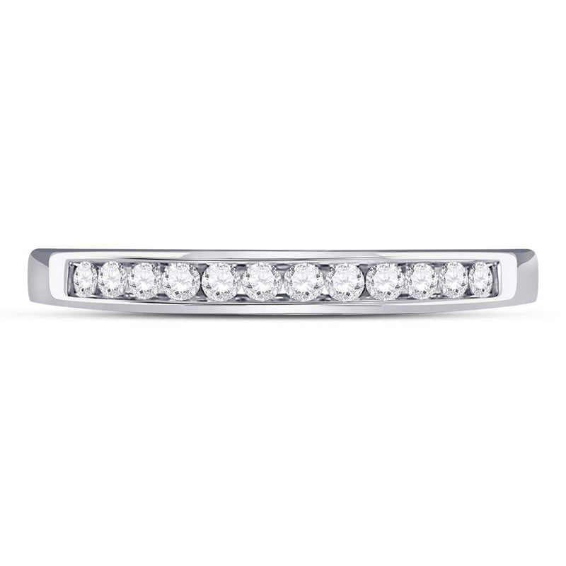 14kt White Gold Womens Round Diamond Wedding Channel Set Band 1/4 Cttw Size 9