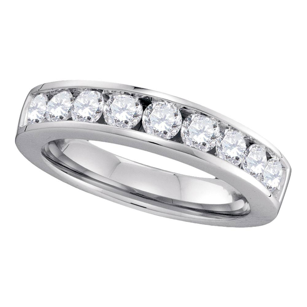 14kt White Gold Womens Round Channel-set Diamond Single Row Wedding Band 1 Cttw - Size 5