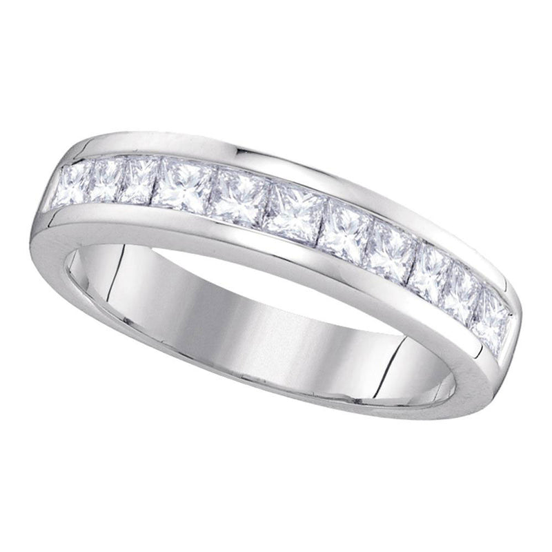 14kt White Gold Womens Princess Channel-set Diamond Single Row Wedding Band 1 Cttw - Size 6