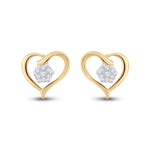 10kt Yellow Gold Womens Round Diamond Heart Earrings 1/6 Cttw