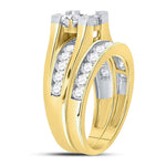 14kt Yellow Gold Princess Diamond Bridal Wedding Ring Band Set 2 Cttw