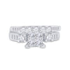 14kt White Gold Princess Diamond Bridal Wedding Ring Band Set 1-1/2 Cttw