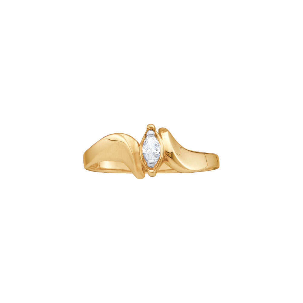 10kt Yellow Gold Womens Marquise Diamond Solitaire Promise Ring 1/20 Cttw