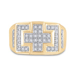 10kt Yellow Gold Mens Round Diamond Cross Cluster Ring 1/3 Cttw