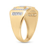 10kt Yellow Gold Mens Round Diamond Cross Cluster Ring 1/3 Cttw