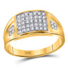 10kt Yellow Gold Mens Round Prong-set Diamond Square Cluster Ring 1/4 Cttw