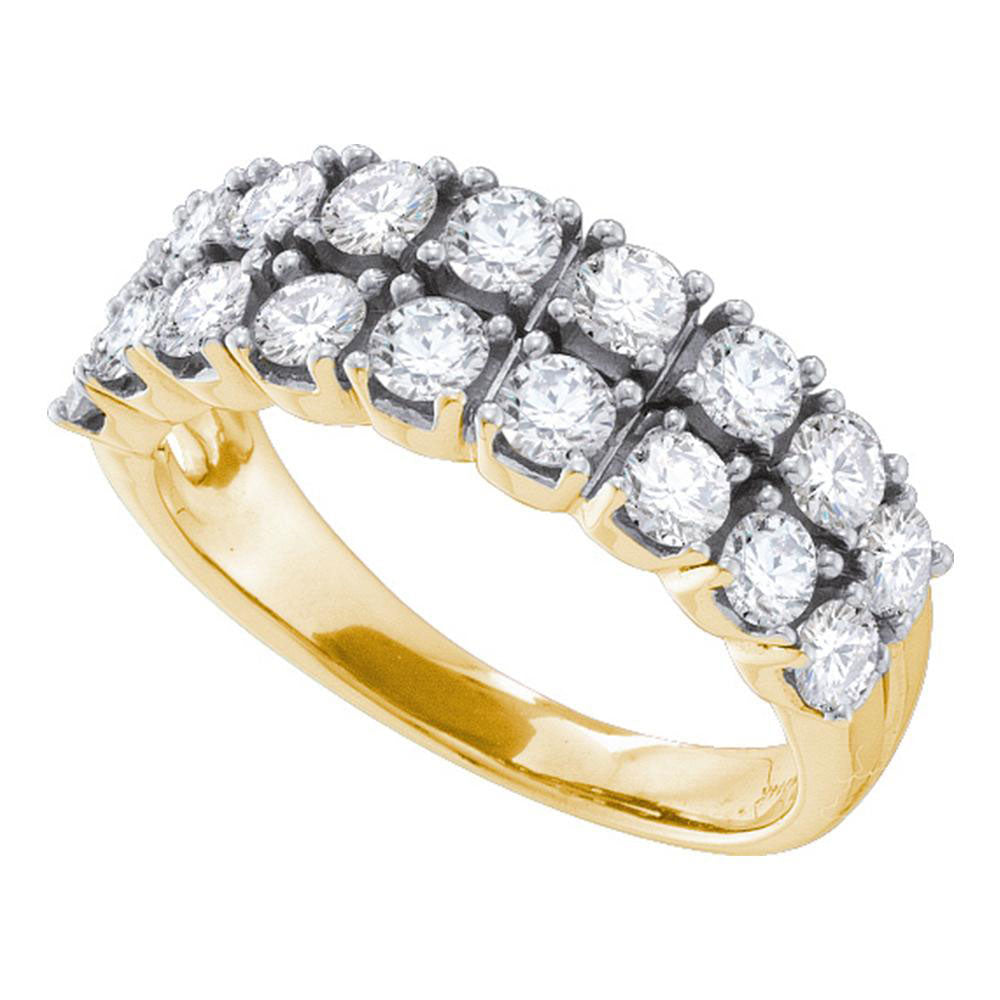 14kt Yellow Gold Womens Round Diamond 2-row Fashion Band Ring 1-1/2 Cttw