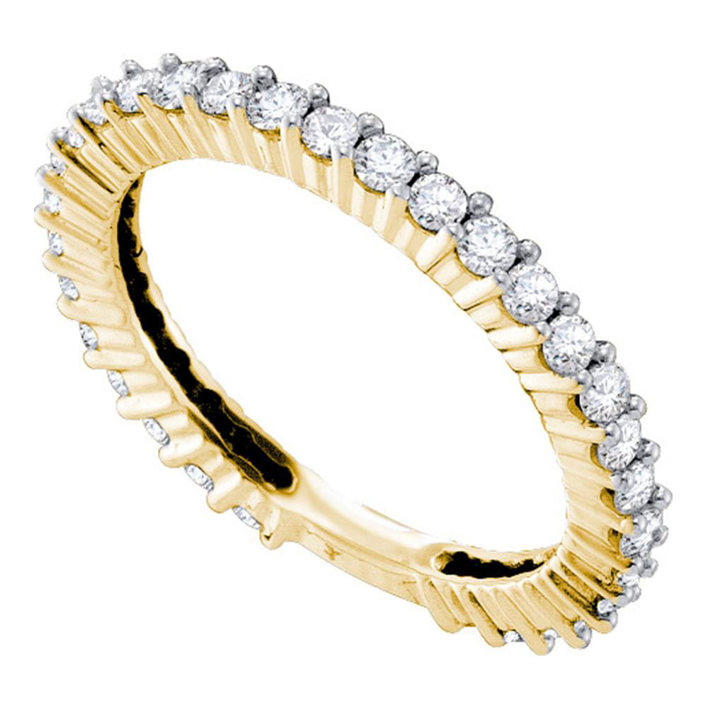 14kt Yellow Gold Womens Round Diamond Single Row Near-Eternity Wedding Band 3/4 Cttw