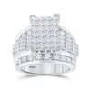 14kt White Gold Princess Diamond Cluster Bridal Wedding Engagement Ring 4 Cttw