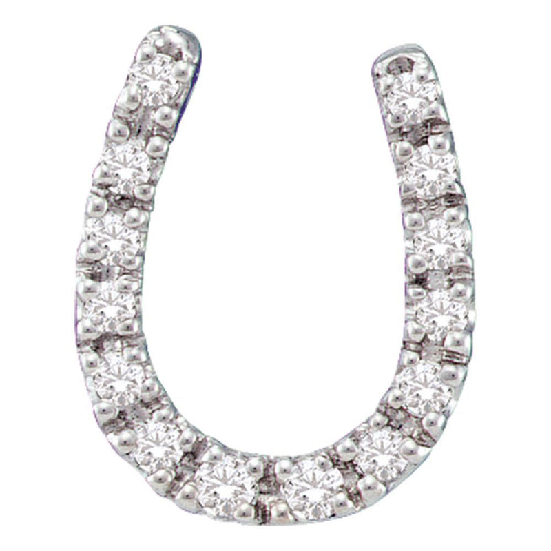 14kt White Gold Womens Round Diamond Horseshoe Pendant 1/10 Cttw