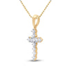 14kt Yellow Gold Womens Round Diamond Cross Pendant 1/10 Cttw