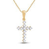 14kt Yellow Gold Womens Round Diamond Cross Pendant 1/10 Cttw