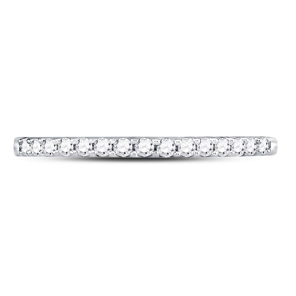 14kt White Gold Womens Round Diamond Wedding Single Row Band 1/6 Cttw