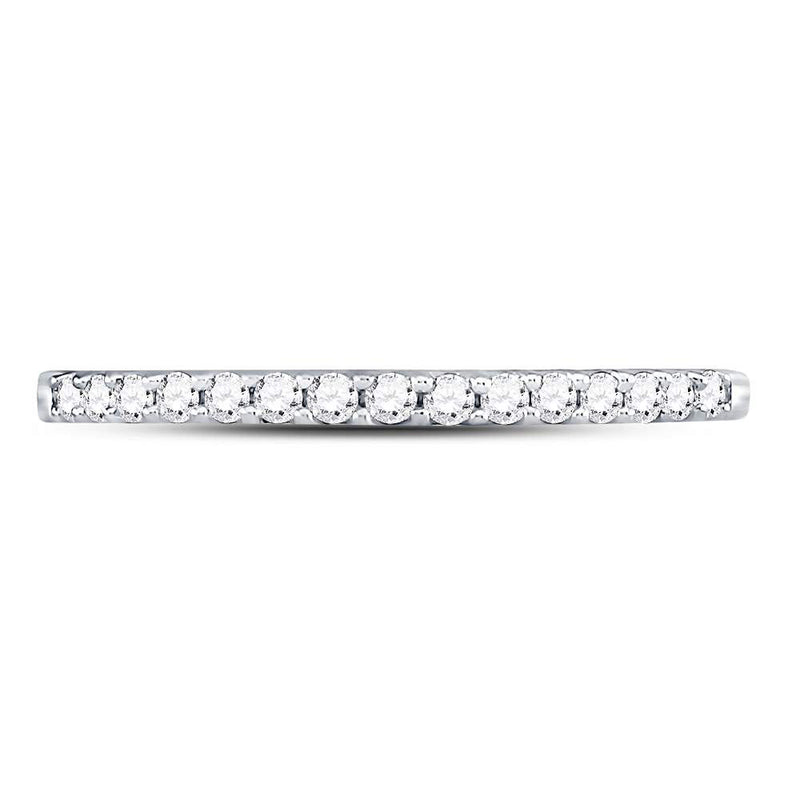 14kt White Gold Womens Round Diamond Wedding Single Row Band 1/6 Cttw