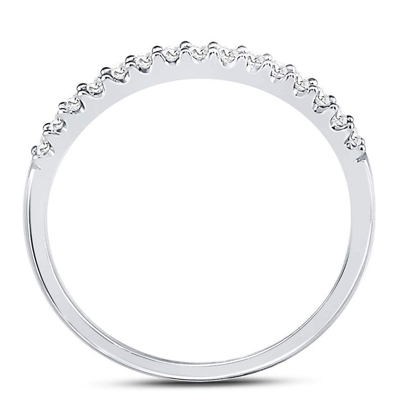 14kt White Gold Womens Round Diamond Wedding Single Row Band 1/6 Cttw