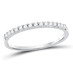 14kt White Gold Womens Round Diamond Wedding Single Row Band 1/6 Cttw