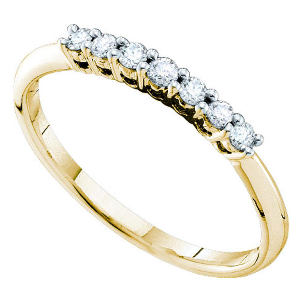 14kt Yellow Gold Womens Round Pave-set Diamond Slender Wedding Band 1/5 Cttw