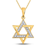 10kt Yellow Gold Womens Round Diamond Star Magen David Jewish Pendant 1/10 Cttw