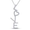 10kt White Gold Womens Round Diamond Cascading Love Heart Pendant 1/5 Cttw