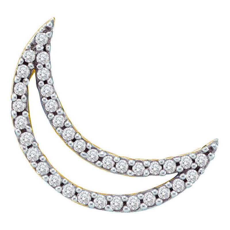 14kt White Gold Womens Round Diamond Crescent Moon Outline Pendant 1/6 Cttw