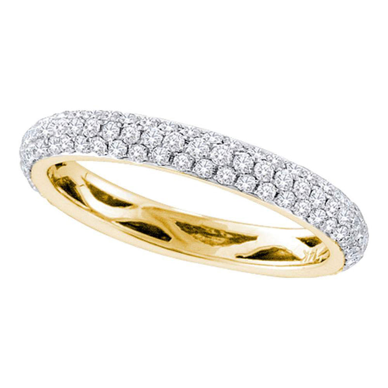 14kt Yellow Gold Womens Round Pave-set Diamond Wedding Band 3/4 Cttw