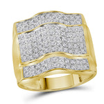 10kt Yellow Gold Mens Round Diamond Arched Square Cluster Ring 1 Cttw