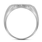 10kt White Gold Mens Round Diamond Diagonal Square Cluster Ring 1/3 Cttw