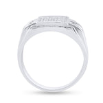 10kt White Gold Mens Round Diamond Square Cluster Ring 1/3 Cttw