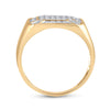 10kt Yellow Gold Mens Round Diamond Square Cluster Ring 1/3 Cttw