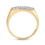 10kt Yellow Gold Mens Round Diamond Square Cluster Ring 1/3 Cttw