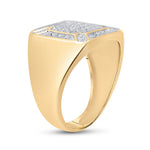 10kt Yellow Gold Mens Round Diamond Square Cluster Ring 1/3 Cttw