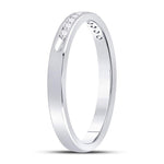 14kt White Gold Womens Round Channel-set Diamond Single Row Wedding Band 1/10 Cttw