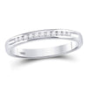 14kt White Gold Womens Round Channel-set Diamond Single Row Wedding Band 1/10 Cttw