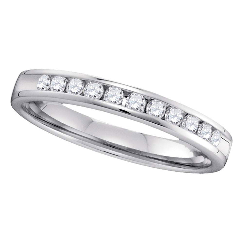 14kt White Gold Womens Round Diamond Slender 2.5mm Wedding Band 1/4 Cttw