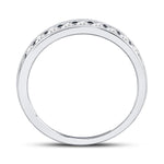 14kt White Gold Womens Machine Set Round Diamond Wedding Channel Band 1/2 Cttw