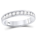 14kt White Gold Womens Machine Set Round Diamond Wedding Channel Band 1/2 Cttw