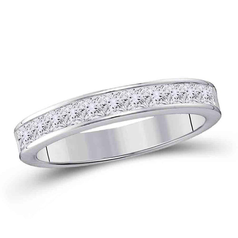 14kt White Gold Womens Princess Diamond Wedding Band 1/4 Cttw