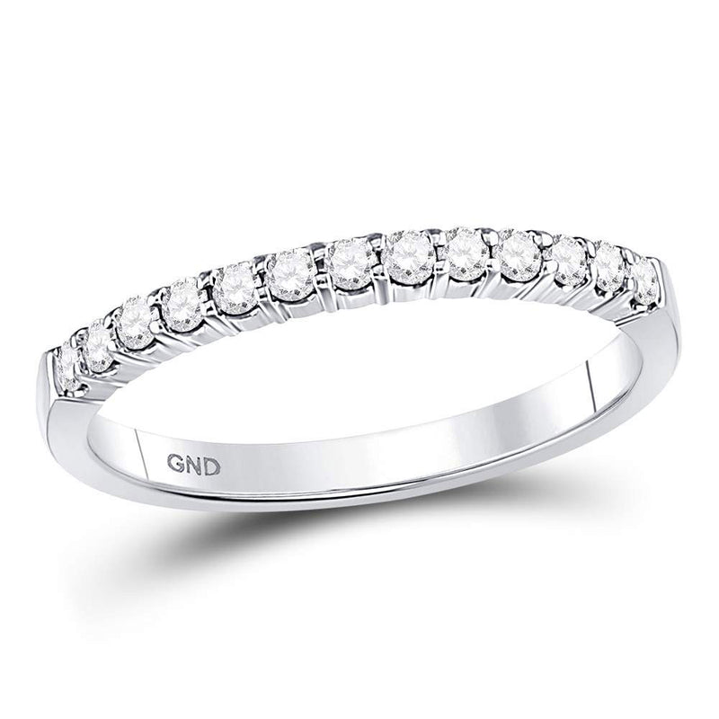 14kt White Gold Womens Round Diamond Machine-set Wedding Band Ring 1/4 Cttw