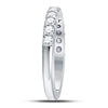 14kt White Gold Womens Machine Set Round Diamond Single Row Wedding Band 1/2 Cttw