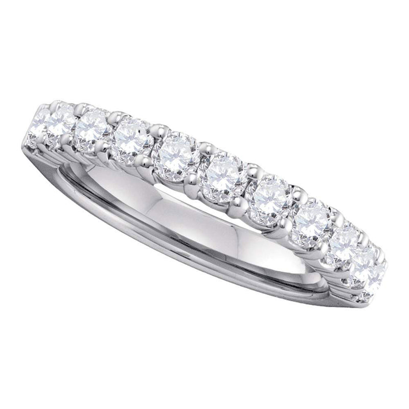 14kt White Gold Womens Round Pave-set Diamond Wedding Band 1 Cttw