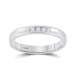 14kt White Gold Womens Round Diamond Wedding Single Row Band 1/8 Cttw