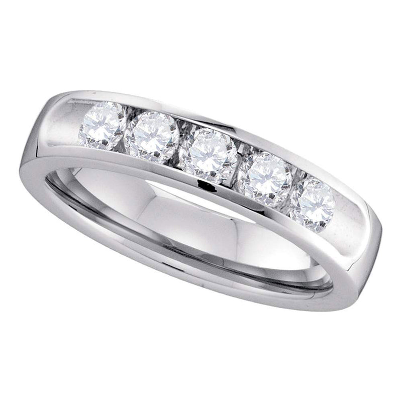 14kt White Gold Womens Round Channel-set Diamond Single Row Wedding Band 3/4