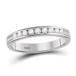 14kt White Gold Womens Round Channel-set Diamond Wedding Band 1/4 Cttw