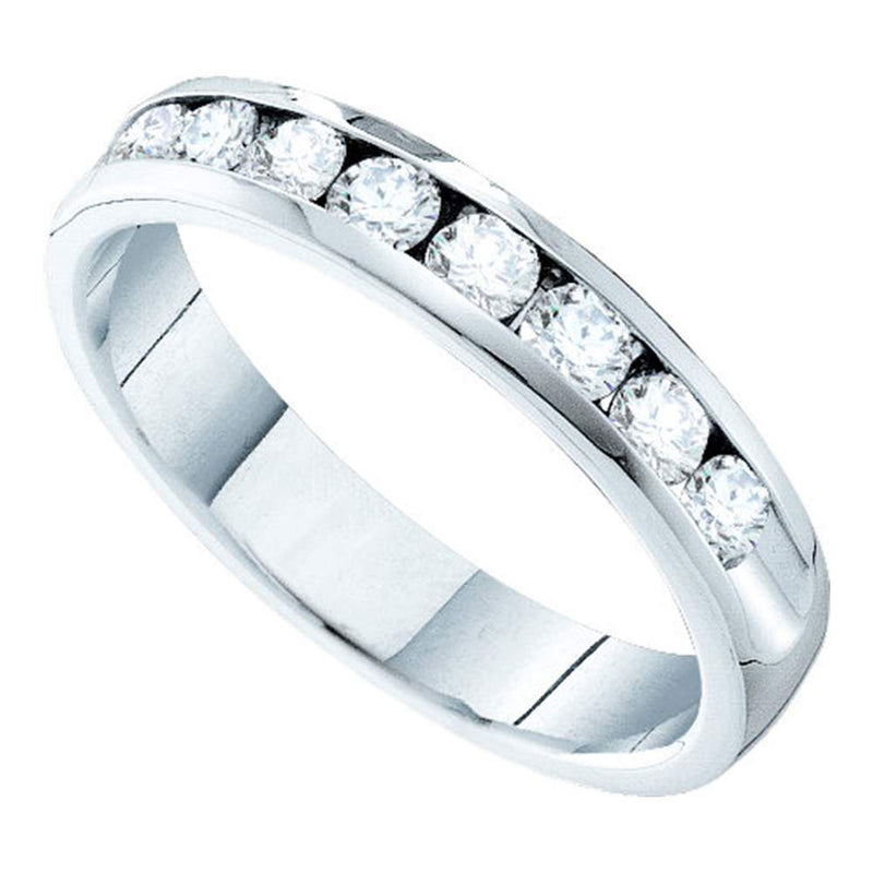 14kt White Gold Womens Round Channel-set Diamond 4mm Wedding Band 3/4 Cttw