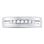 14kt White Gold Mens Round Channel-set Diamond Wedding Band Ring 1/4 Cttw