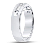 14kt White Gold Mens Round Channel-set Diamond Wedding Band Ring 1/4 Cttw